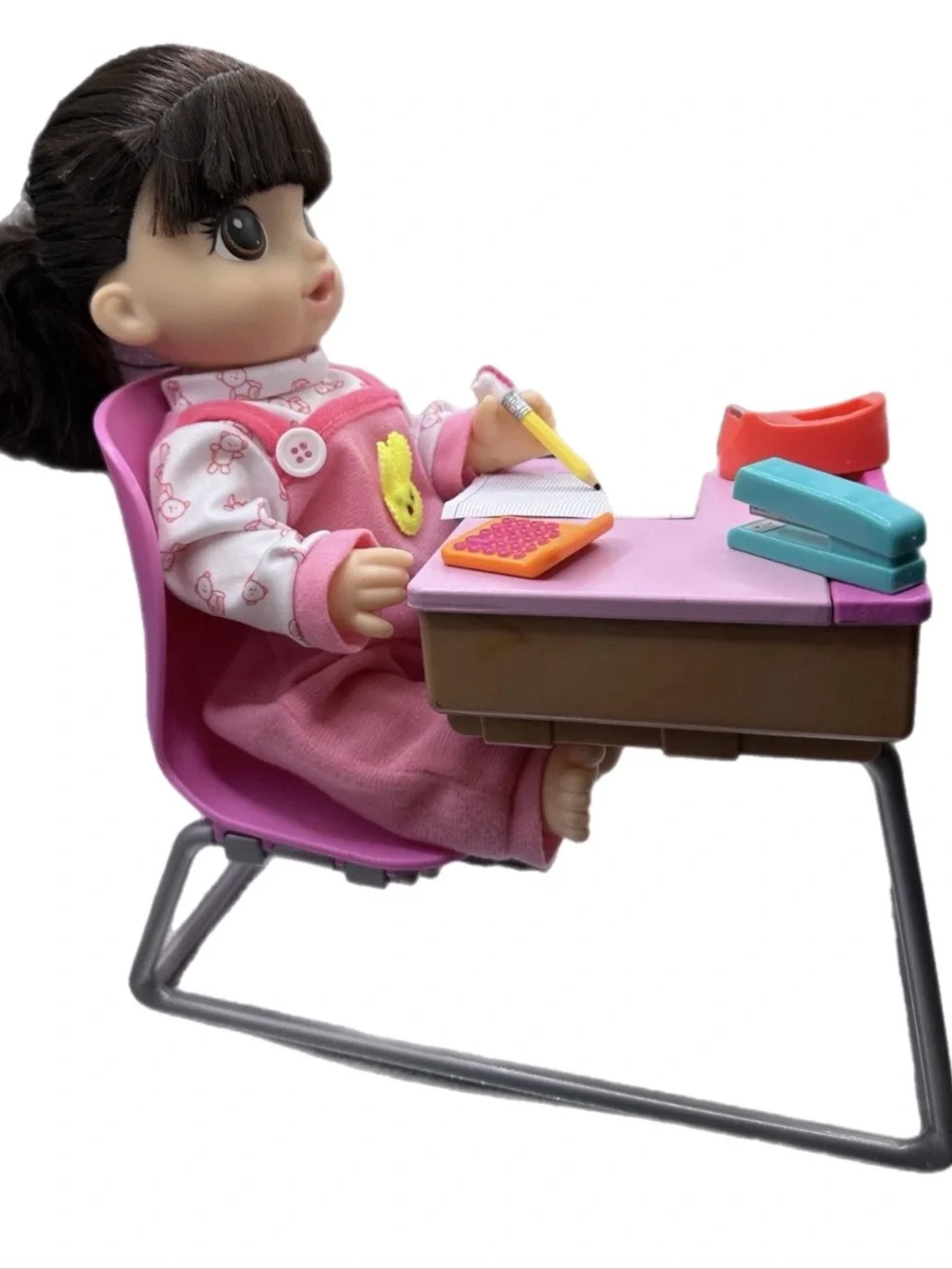 Pink School Playset with Doll, Chair, Desk and Accessories